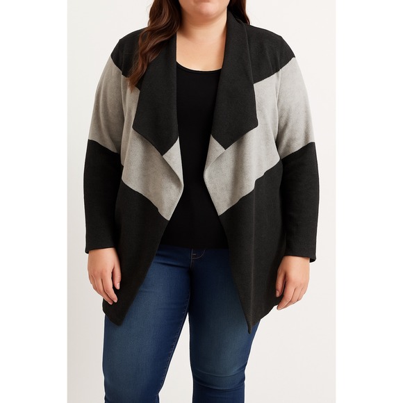 BB Dakota Women's Color Block Blanket Wrap Coat Cardigan Sweater Multicolor 1X - Picture 1 of 5